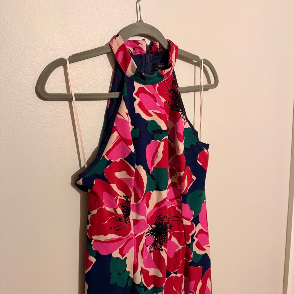 Trina Turk Floral Halter Neck Sheath Dress Pink Size 6 Spring Resort Vacation - Picture 4 of 6